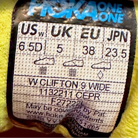 Hoka One One Clifton 9 Running Shoes Sneakers Ceramic Evening Primrose Size 6.5 - Picture 11 of 11